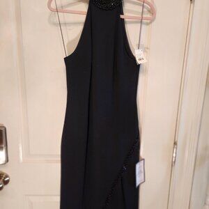 Adrianna Papell black beaded halter gown. New with tags